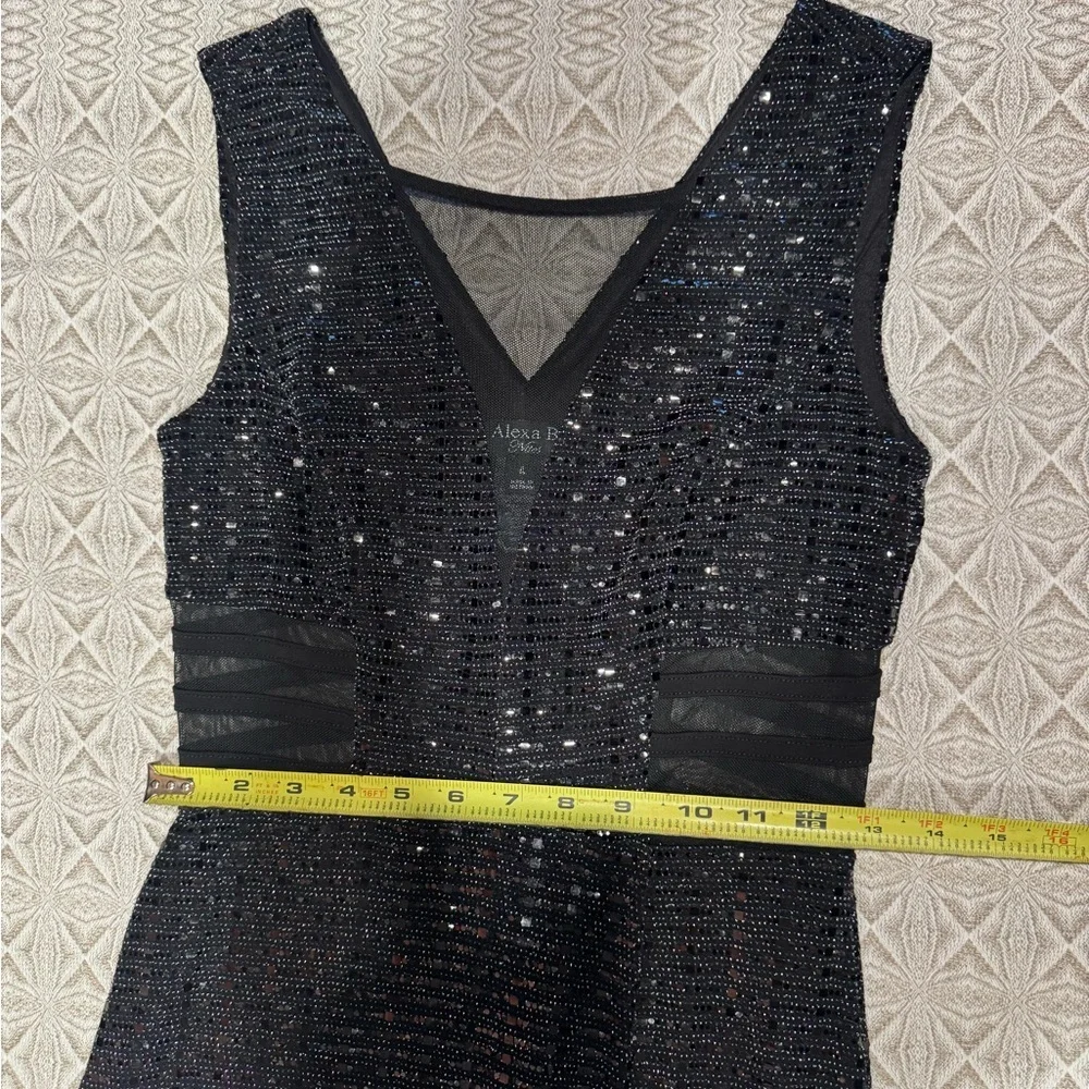 Alexa B Nites Sparkling Black Sequin Maxi Dress - Picture 6 of 7